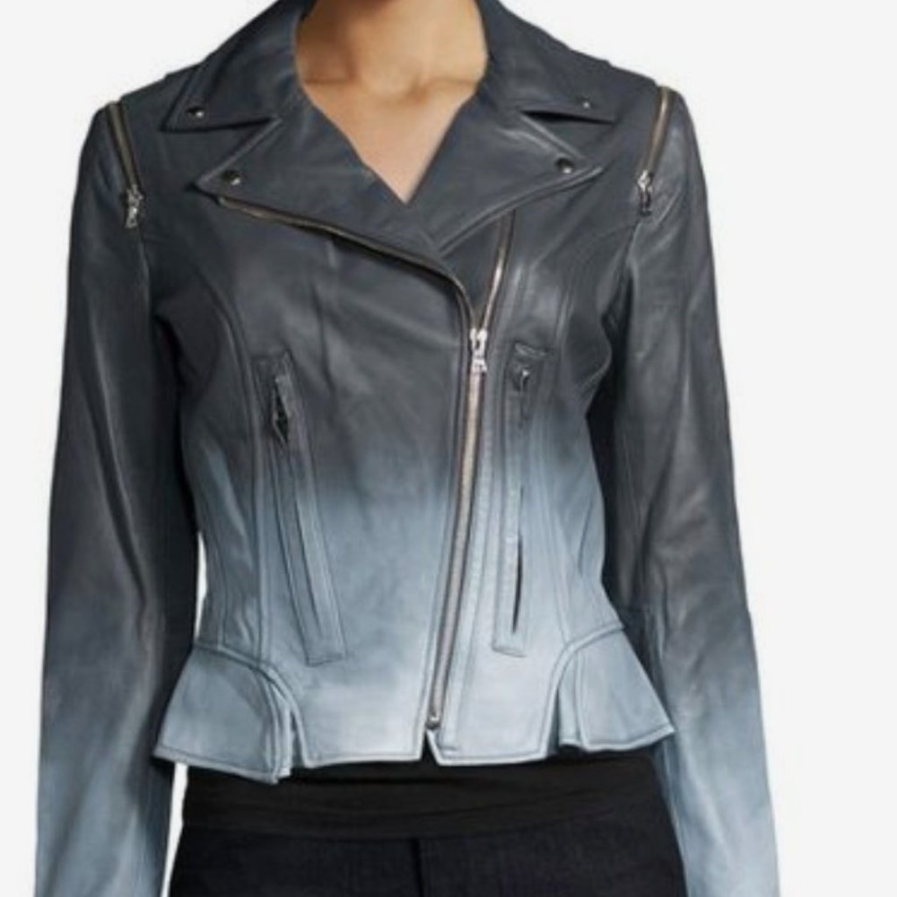 Brand New, Never Worn ZAC Zac Posen Edit Ombre Leather Jacket